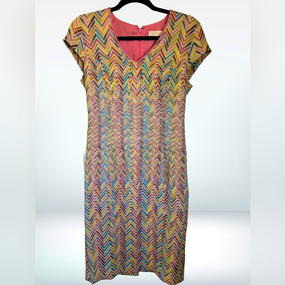 Etcetera Dresses & Skirts - Etcetera Multi Color Embroidered V Neck Sheath Dress, size 6